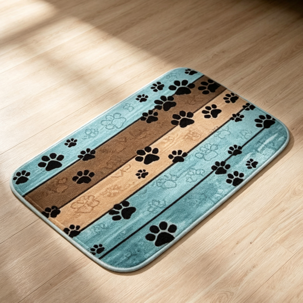 Dog Paw Print Bathroom Rug Absorbent Non-Slip Washable Area Rug - Image 2
