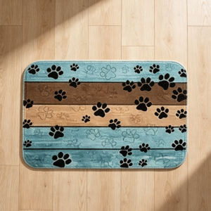 Dog Paw Print Bathroom Rug Absorbent Non-Slip Washable Area Rug