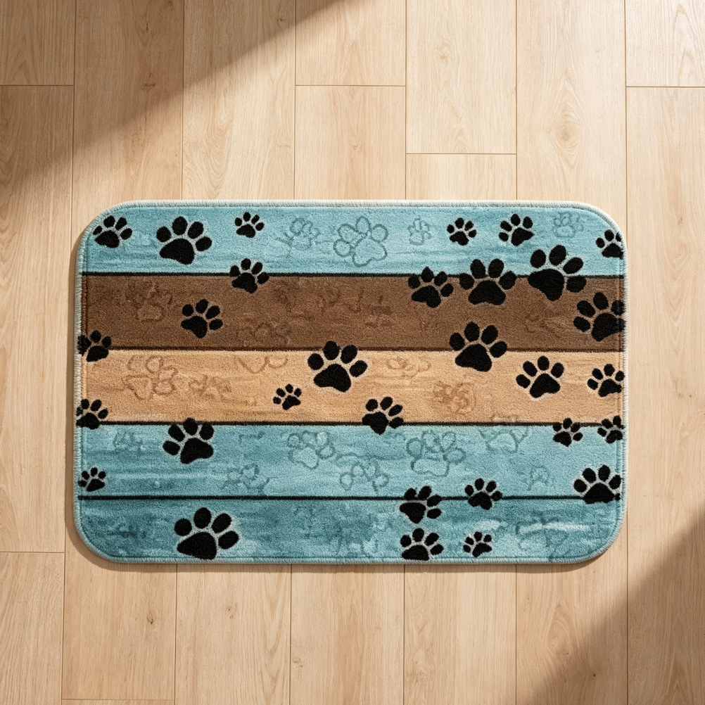 Dog Paw Print Bathroom Rug Absorbent Non-Slip Washable Area Rug