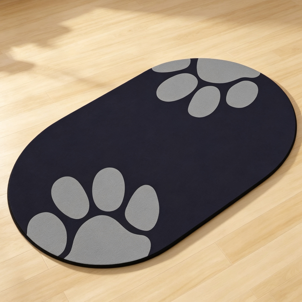 Black Paw Pet Feeding Mat Absorbent Quick Dry Non-Slip