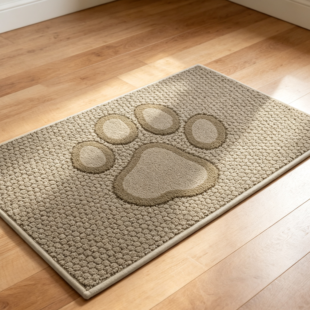 Beige Dirty Paws Dog Door Mat Paw Print Indoor - Image 2