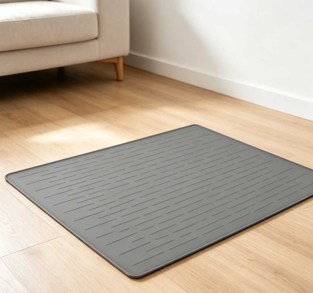 Dark Grey Waterproof Silicone Pet Feeding Mat