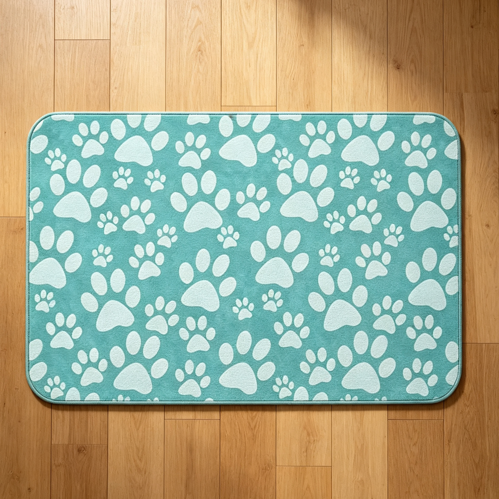 Teal Dog Paw Diatom Mud Mat Super Absorbent Non-Slip