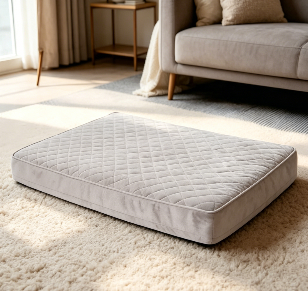 Light Grey Quilted Orthopaedic Waterproof Crate Bed