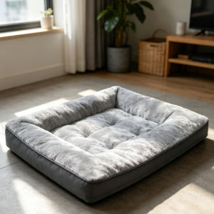 Grey Plush Waterproof Washable Crate Bed