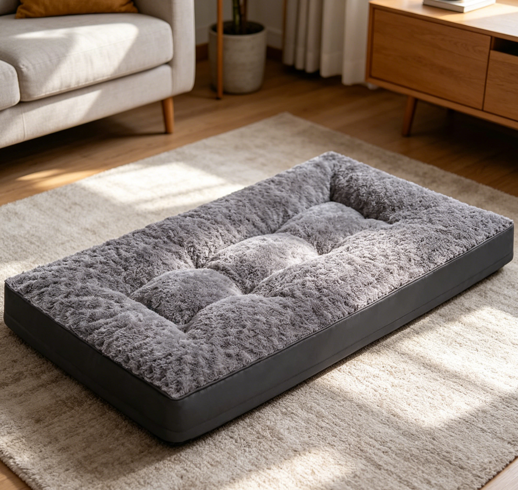 Grey Rose Velvet Waterproof Crate Bed - Image 2