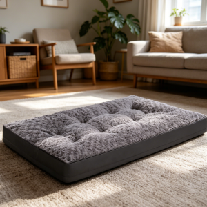 Grey Rose Velvet Waterproof Crate Bed