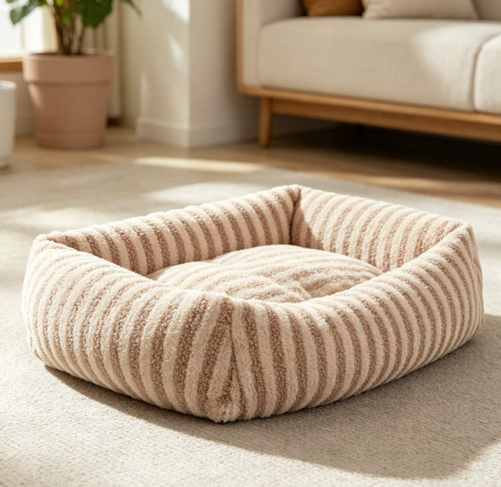 Beige Calming Washable Pet Sofa Bed - Image 2