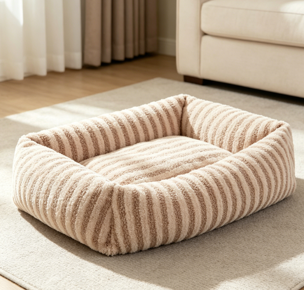 Beige Calming Washable Pet Sofa Bed