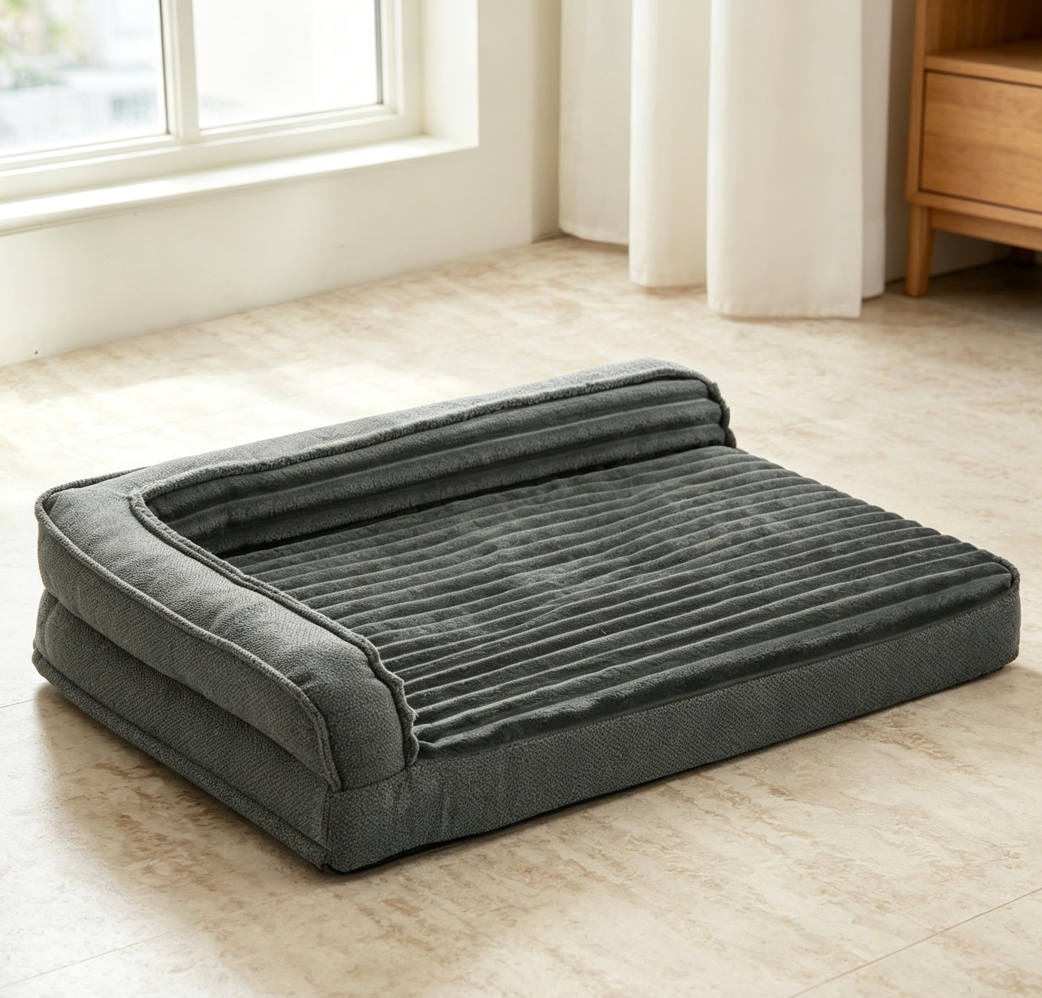 Grey Egg Foam Orthopaedic Bolster Waterproof Bed