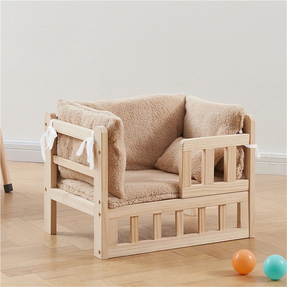 Wooden Elevated Dog Bed with Steps - Image 2