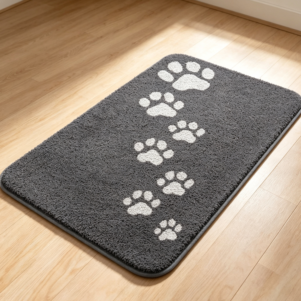 Grey Dog Muddy Paws Door Mat Absorbent Washable Non-Slip - Image 2