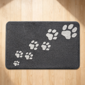 Grey Dog Muddy Paws Door Mat Absorbent Washable Non-Slip