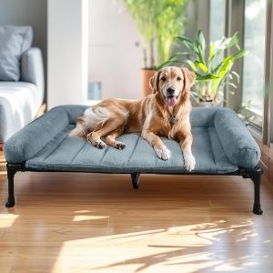 Haze Blue Orthopedic Elevated Bed with Plush Bolster